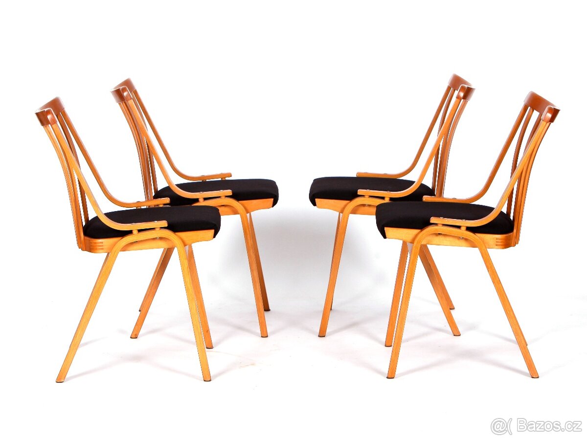 Jídelní židle TON, nové čalounění, 4 kusy, 1985. - 4