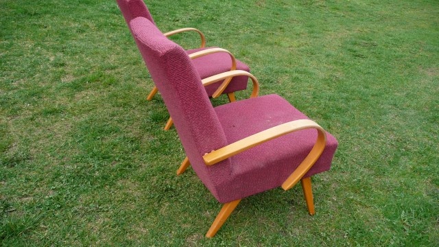 Křesílka červená-retro-dva kusy - 4