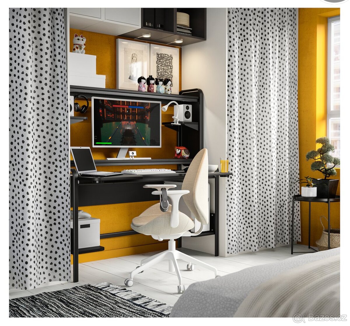 Herní / pracovní stůl IKEA FREDDE černý 140/185x74x146 - 4