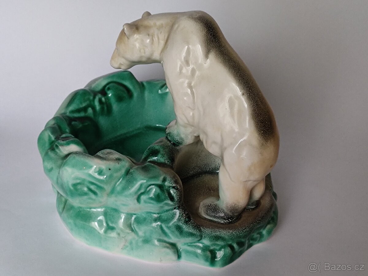 Starožitný popelník s medvědem, Ditmar Urbach, pošta 75.- - 4