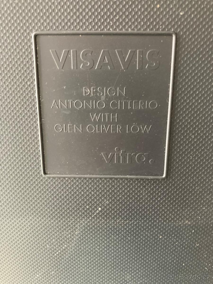 4ks židlí VITRA Visavis 2,zelená/krémová/chrom - 4