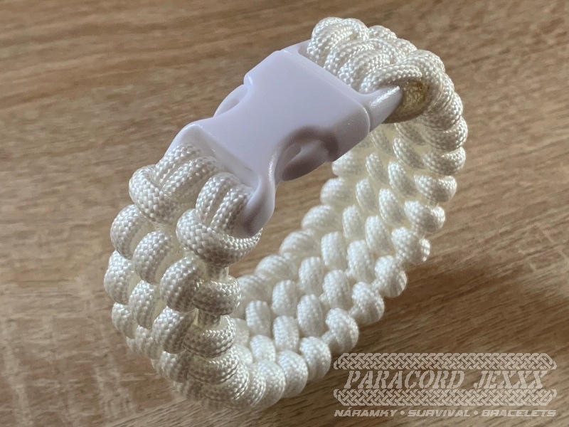 Paracord náramek LUCK (17 cm) white - 4