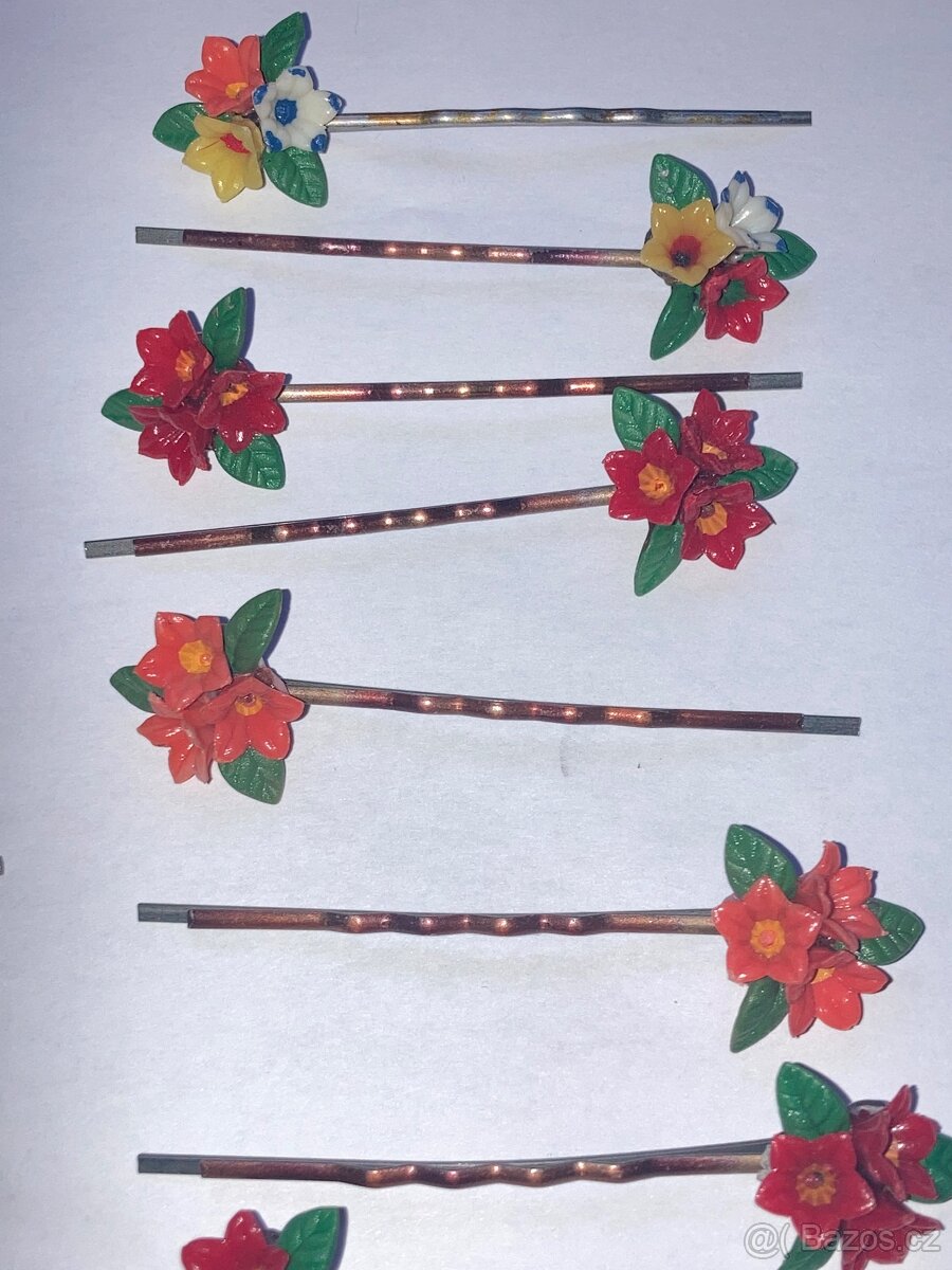 Staré sponky do vlasů s květinami - 4
