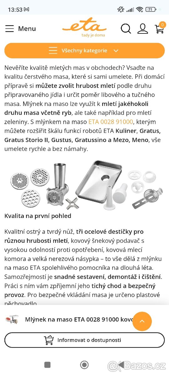 Mlýnek na maso ETA 0028 91000 kovové - 4