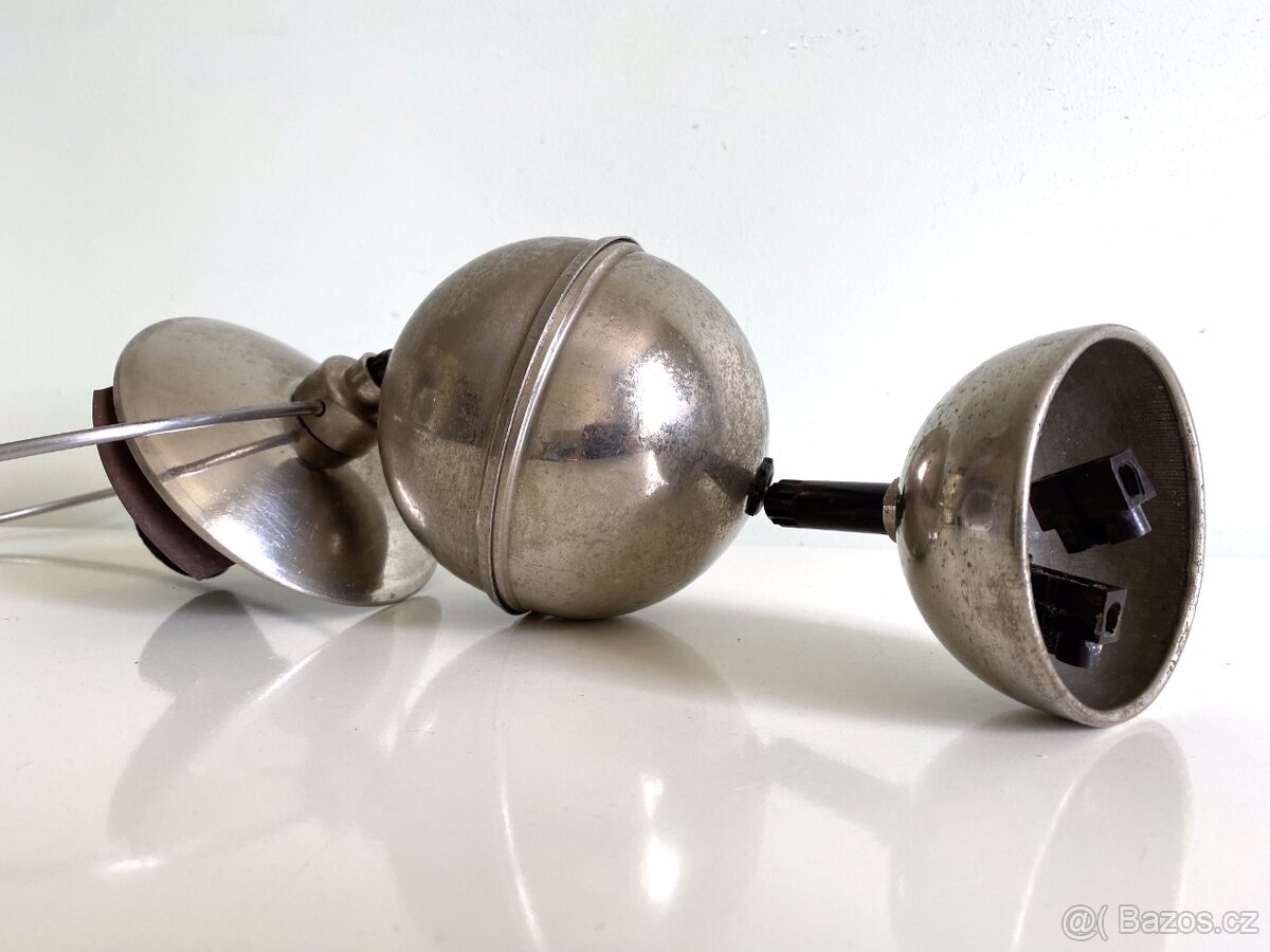 Starý stahovací lustr, poniklovaná mosaz - 4