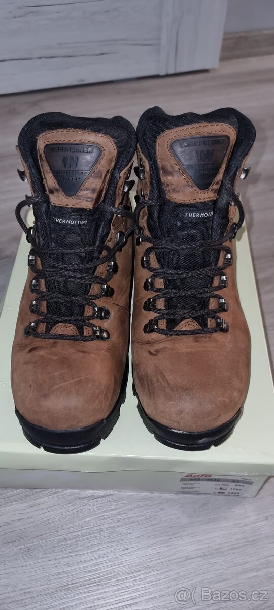 Hnědé zimní Thermo boty Weinbrenner, podrážka Vibram, 43 - 4