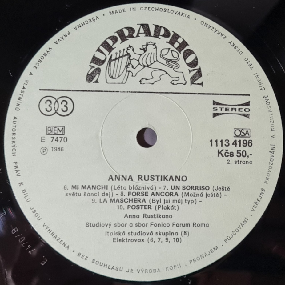 Anna Rustikano – Anna Rustikano 1987 LP deska, VG / VYPRANÁ - 4