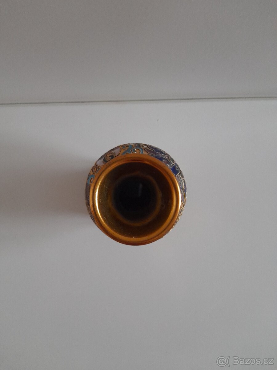Cloisonné smaltovaná vázička s podstavcem - 4