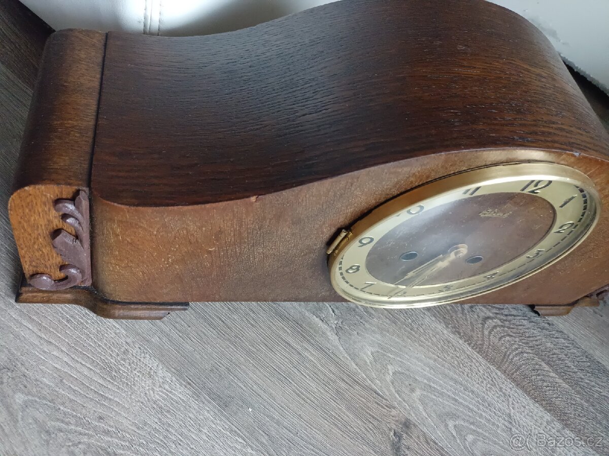 Hermle starožitný krbové stolní hodiny Německo - 4