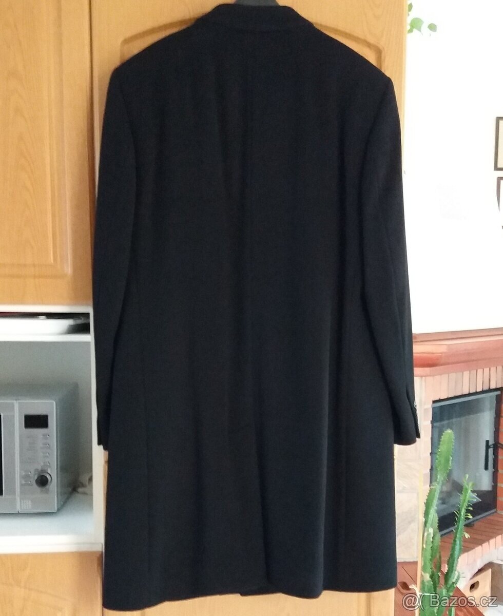 Luxusní pánský dlouhý černý kabát vel.XL - 4