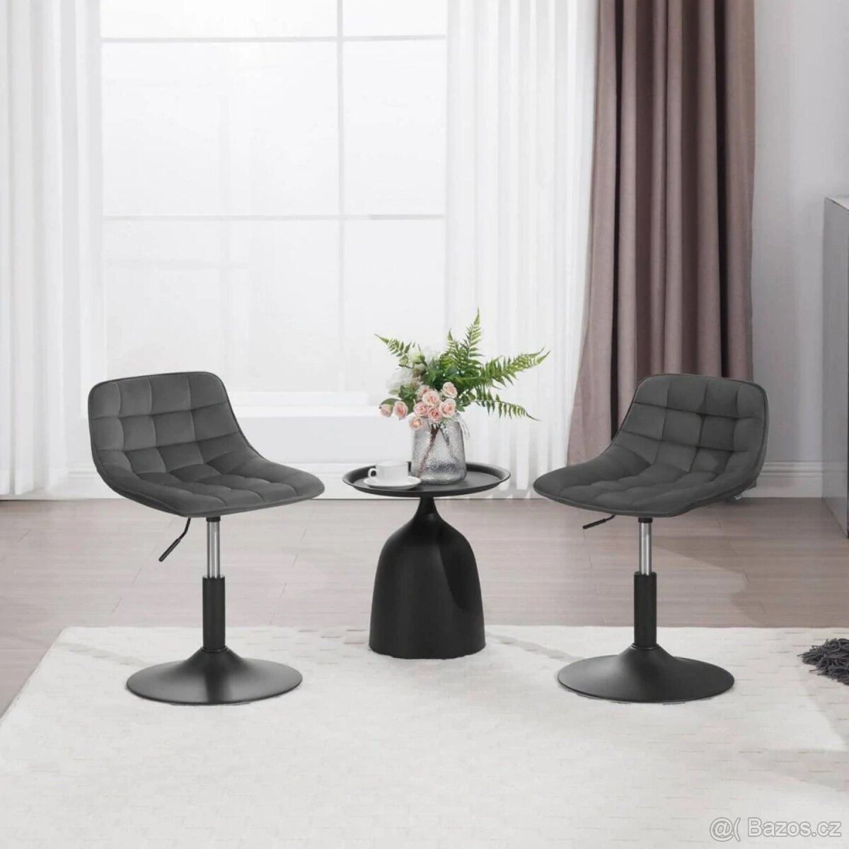 toaletní taburet, nízká barová stolička, sametový sedák - 4