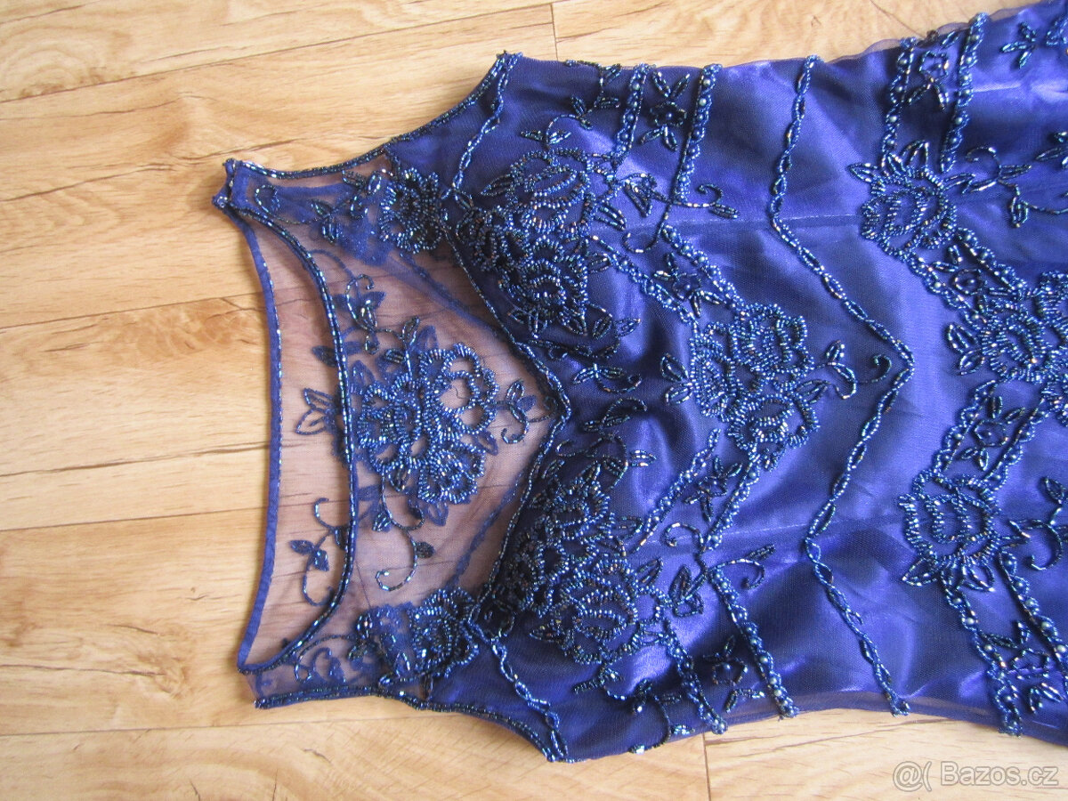 Plesové / svatební fialové šaty s korálky, S/36 - 4