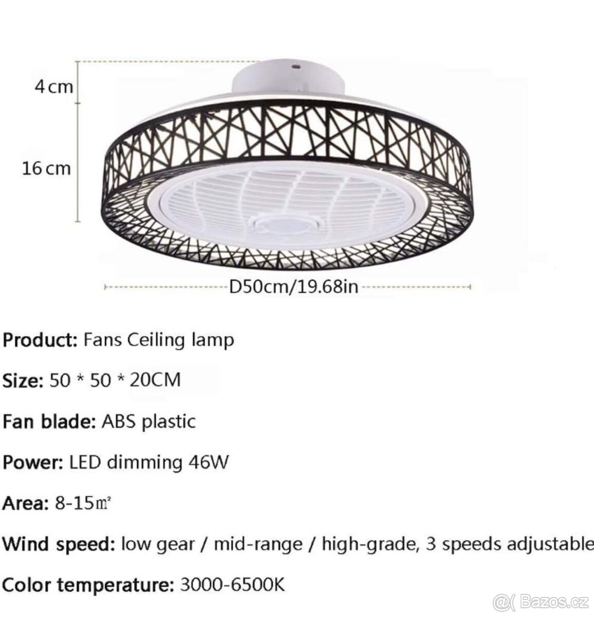 LED Lustr 46w s Ventilatorem 50cm - 4