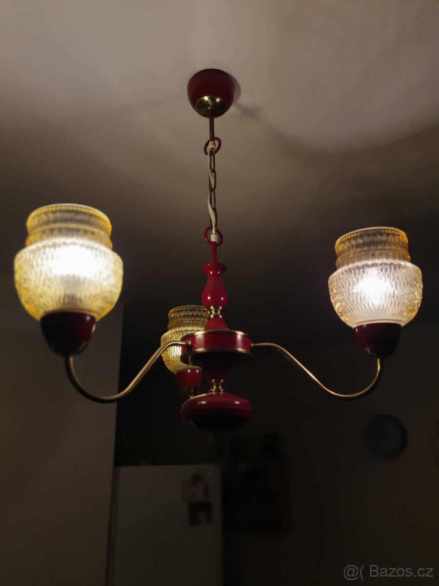 Mosazný vintage lustr Drukov Brno - 4