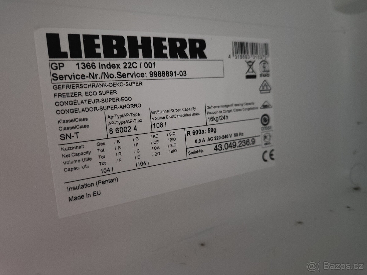 Šuplíkový mrazák Liebherr GP 1366 / 4 šuplíky - 4