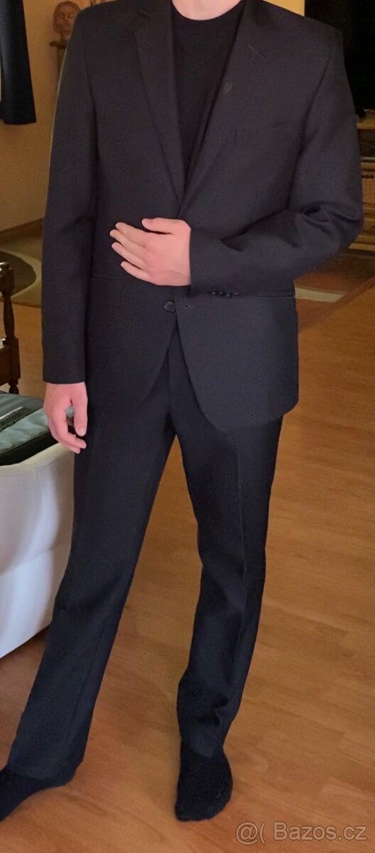 Pánský černý oblek (sako + kalhoty) - 4