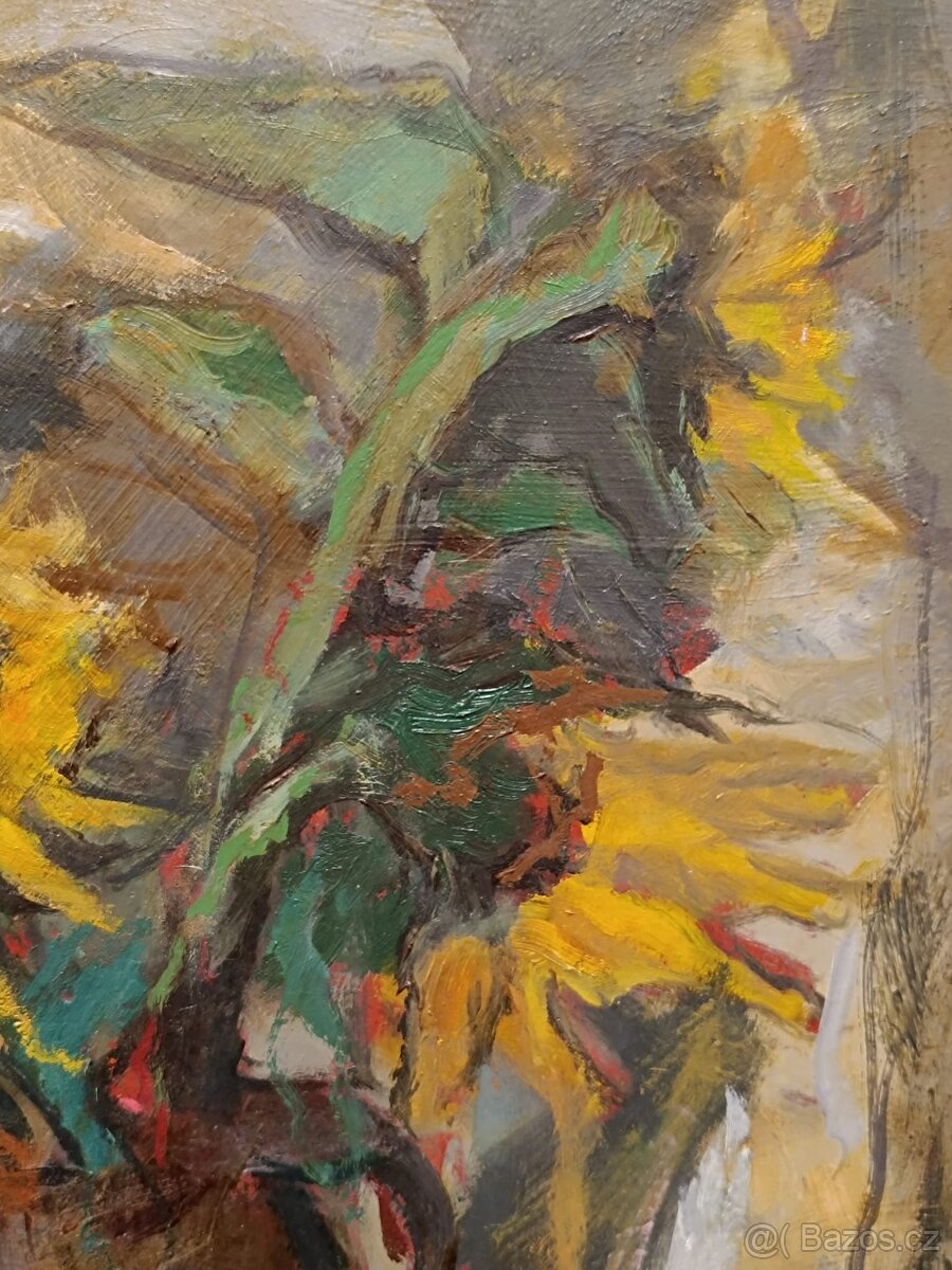 Obraz Bedřich Barták, Slunečnice, olej 88x68 - 4