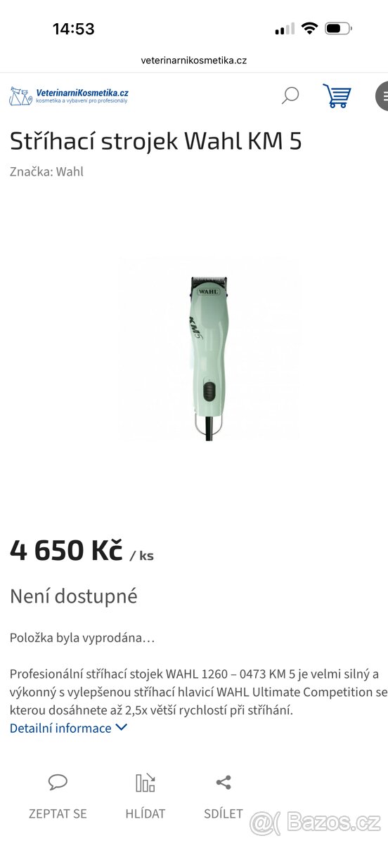Stříhací strojek na psy Wahl KM 5 - 4