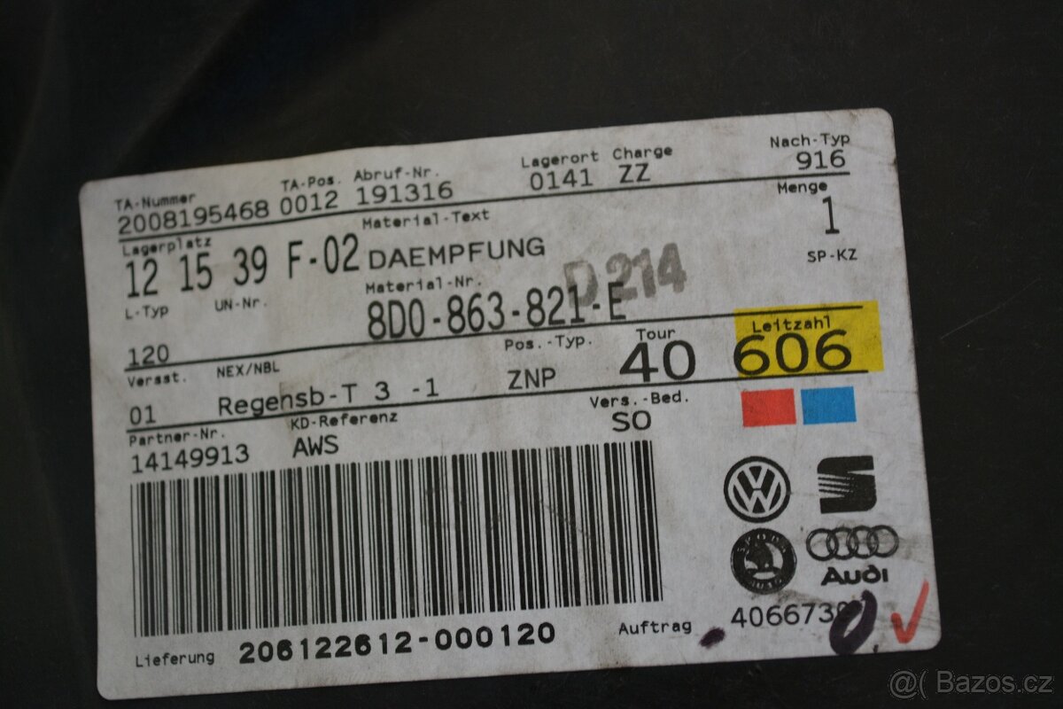 Spodní kryt motoru - levá část 8D0863821E, Audi A4, Passat B - 4