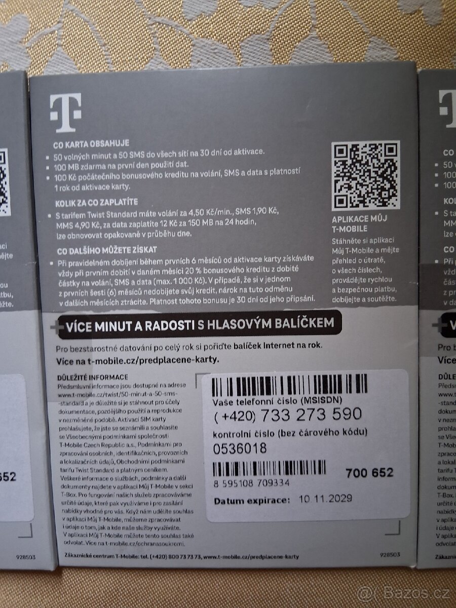 3 předplacené karty T mobilu - 4