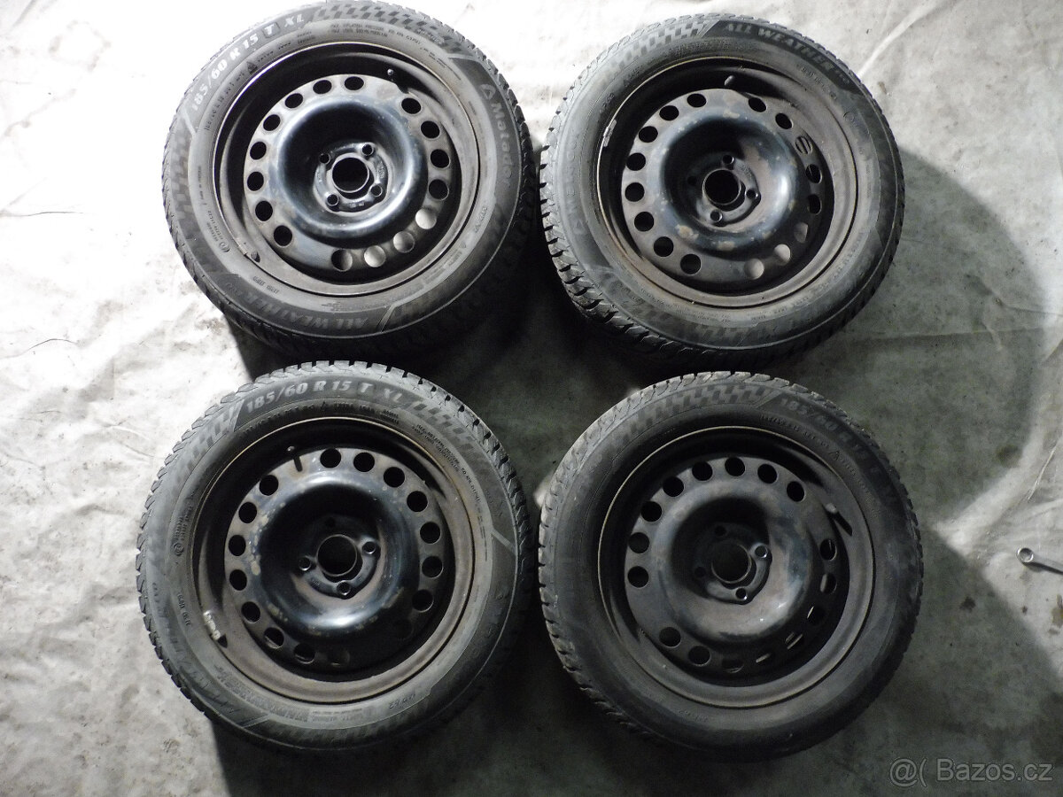 Prodám 4 orig.15"plech.kola + zim.pneu.O.MERIVA185/60/15 - 4