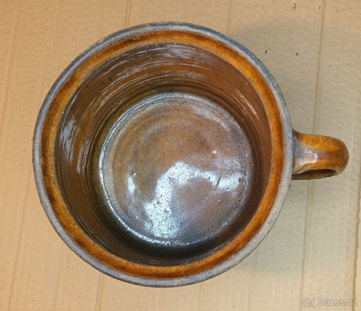 Starý krásný kameninový krajáč TOP stav - 4