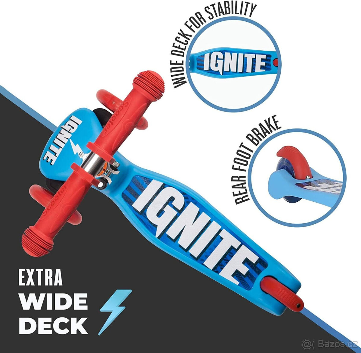 Koloběžka svítící kola Ignite Mondo+helma/chrániče nové - 4