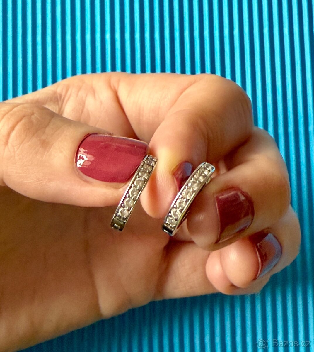 Stříbrné (Ag) rhodiované náušnice kroužky, zikonky, sleva. - 4