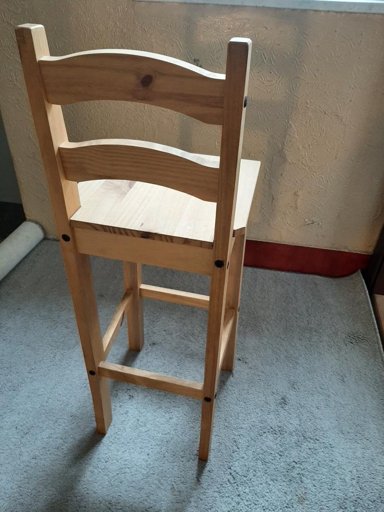 Židle barová dřevěná z masivního borovicového dřeva nová - 4
