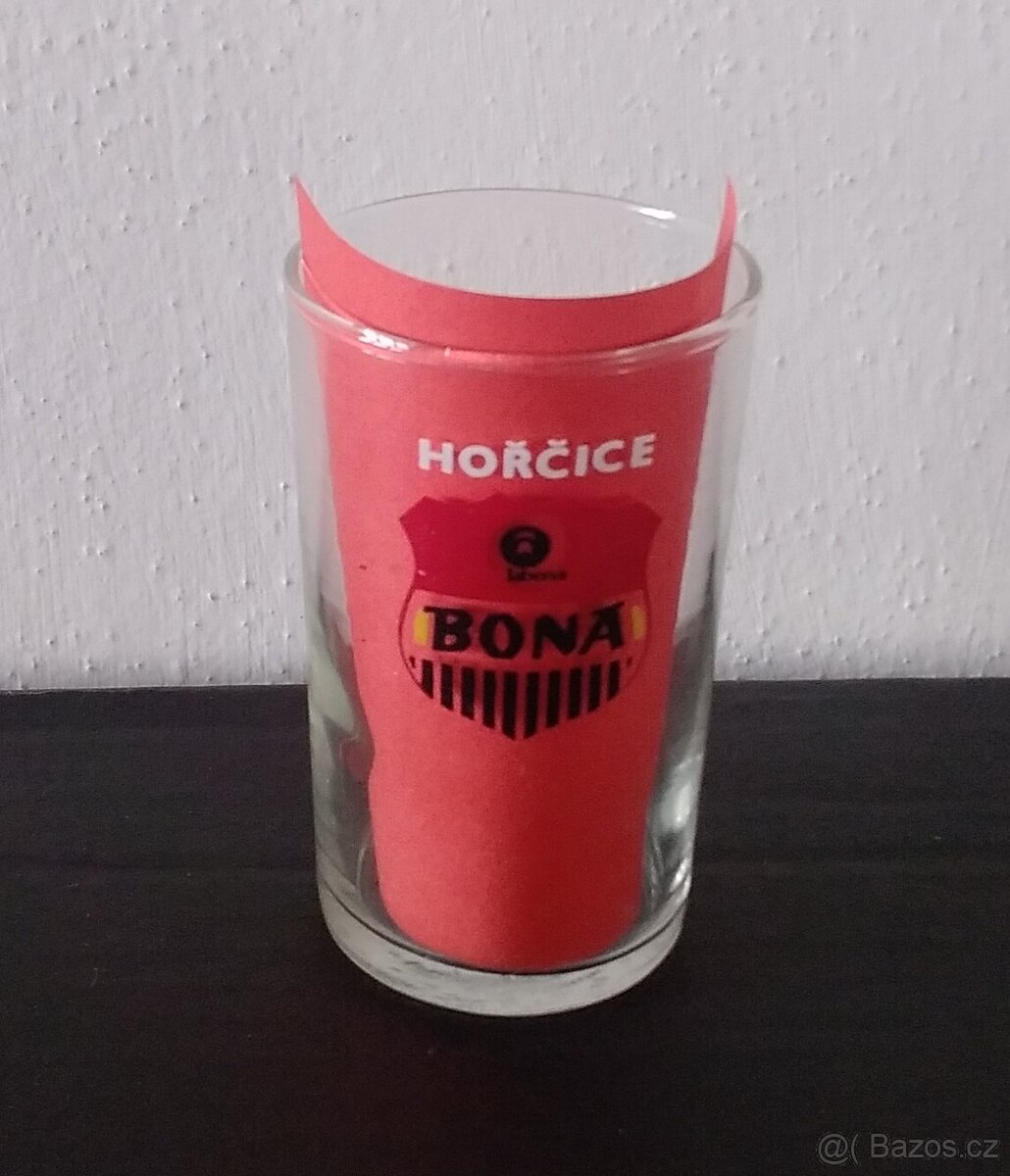 Dvě retro skleničky od hořčice fy Labena - 4