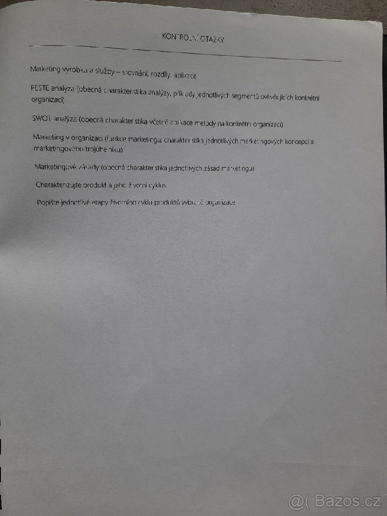 PRODÁM skripta k předmětu ZÁKLADY MARKETINGU. - 4
