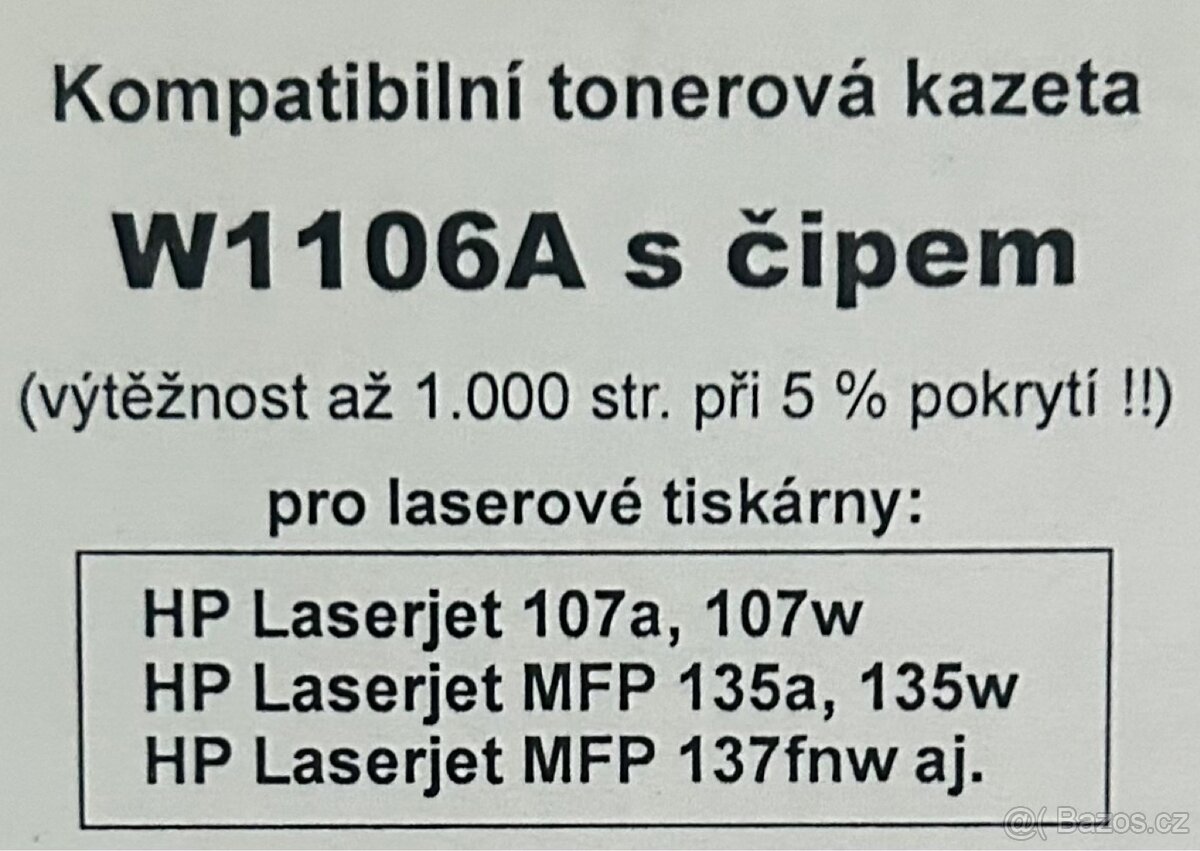 Kompatibilní toner HP W1106A s Čipem - 4