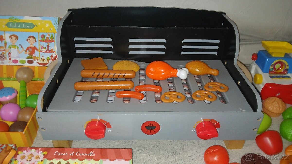 Dětská pokladna s příslušenstvím, Dřevěný gril atd dle fotek - 4