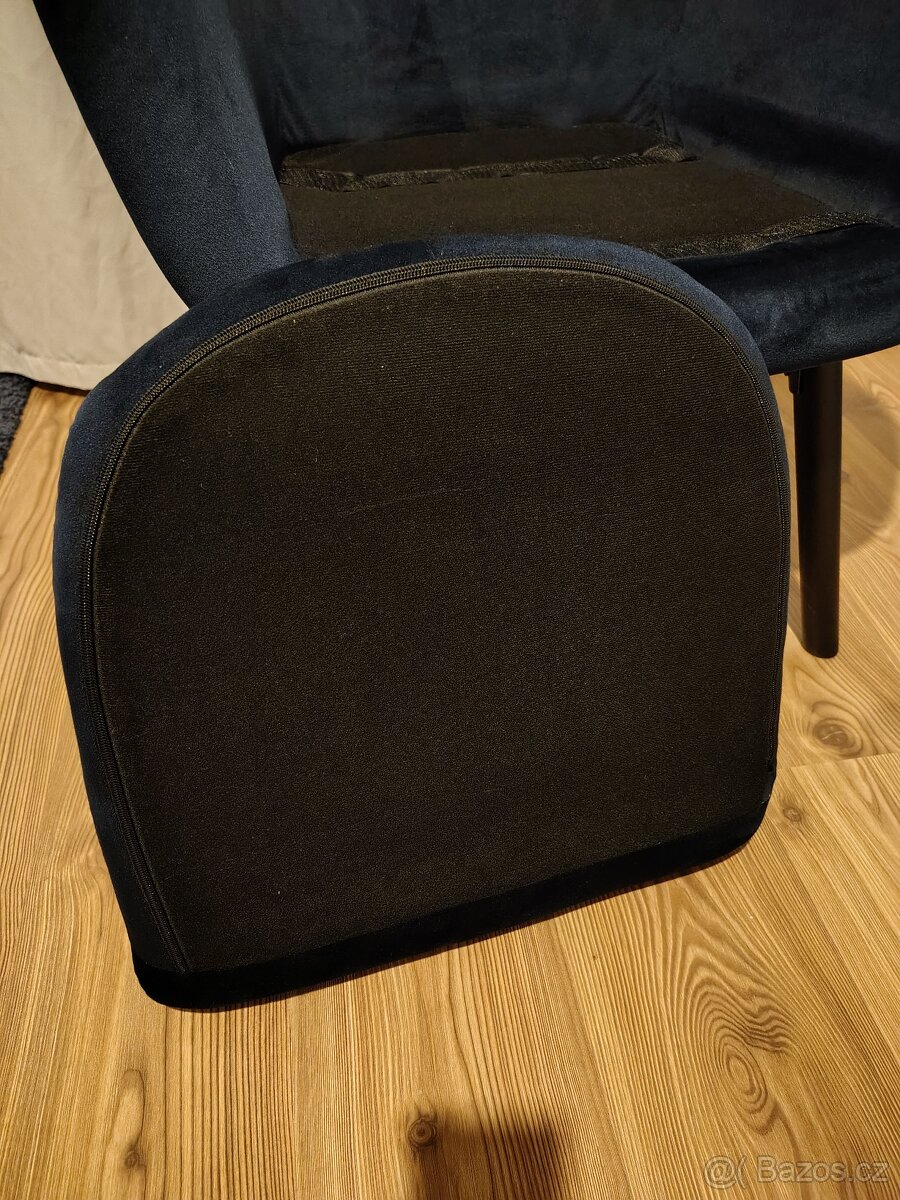 Modré semišové křeslo Jysk - 4