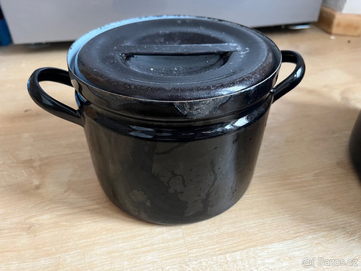 Staré smalt hrnce plus kamenina - 4
