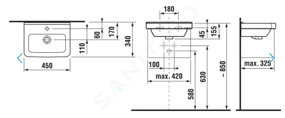 umývátko JIKA Cubito 45 x 33 cm - 4