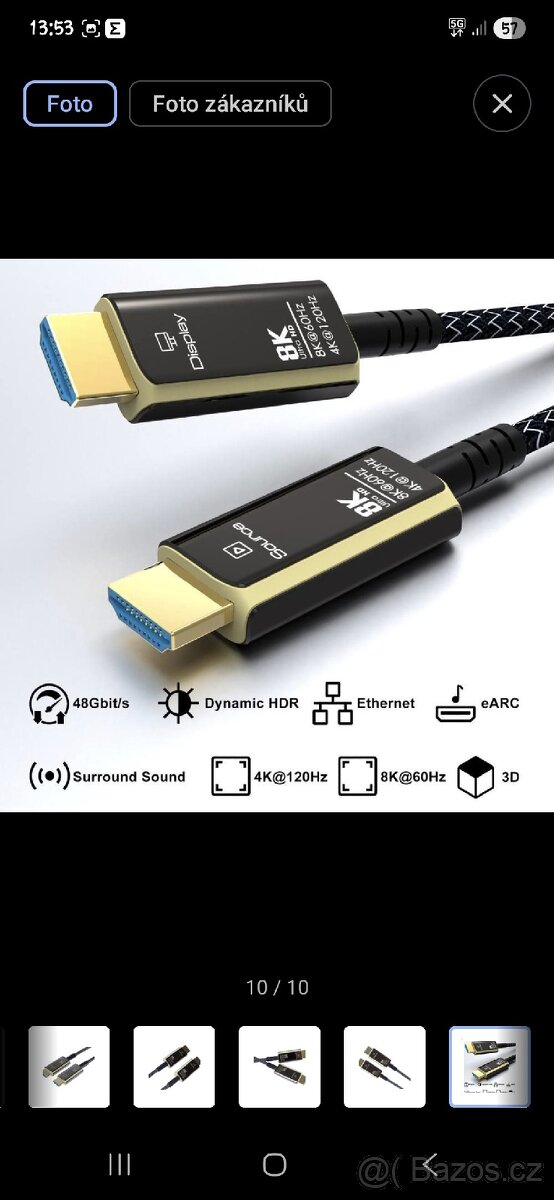 Optický fiber kabel 8K/60Hz,HDMI 2.1 - 4