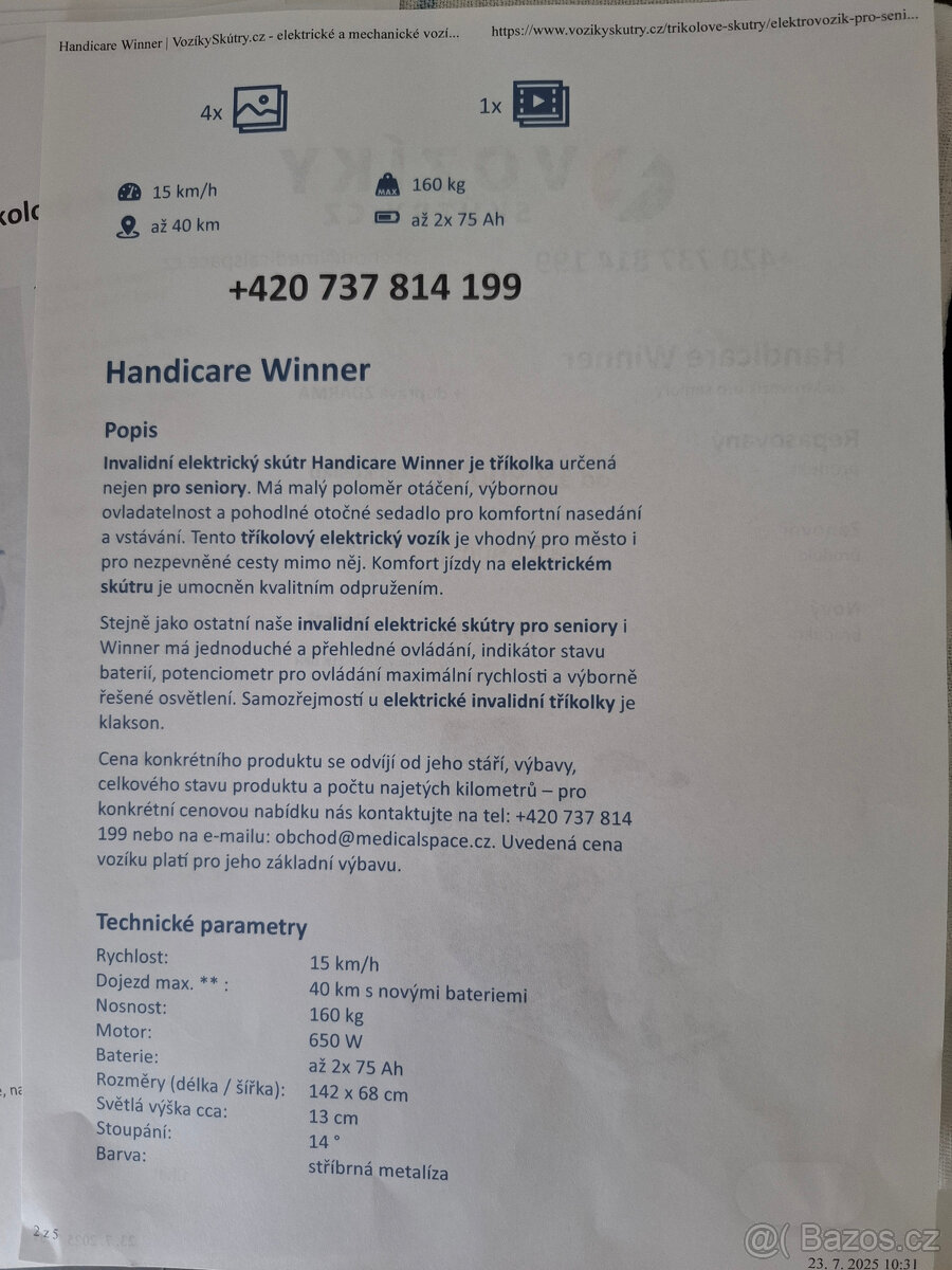 Seniorský vozík Handicare Winner - 4