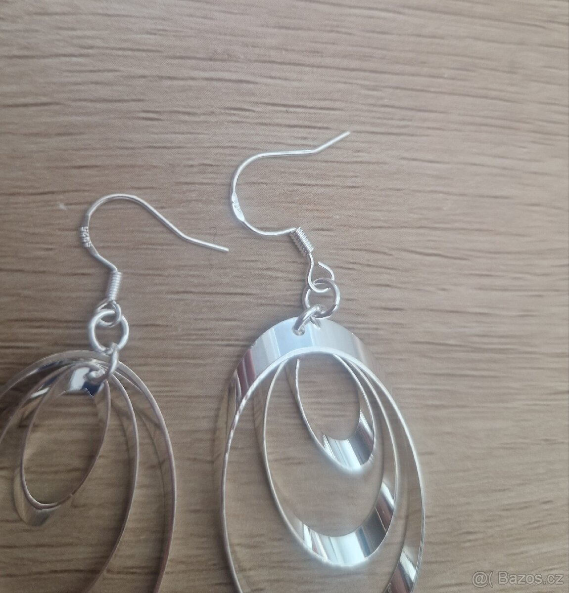 Nové dámské stříbrné náušnice kruhové 925 oválné 3v1 visací - 4