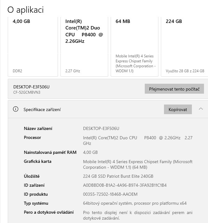 Odolný Panasonic Toughbook CF-52,CPU P8400,SSD 240GB,RAM 4GB - 4