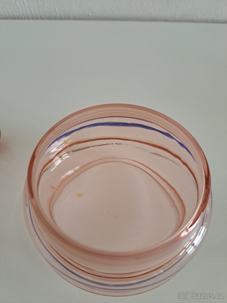Stará, retro, vintage skleněná pudřenka - 4
