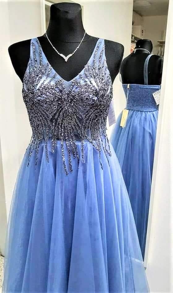 NOVÉ plesové šaty MODRÉ TYLOVÉ - 4