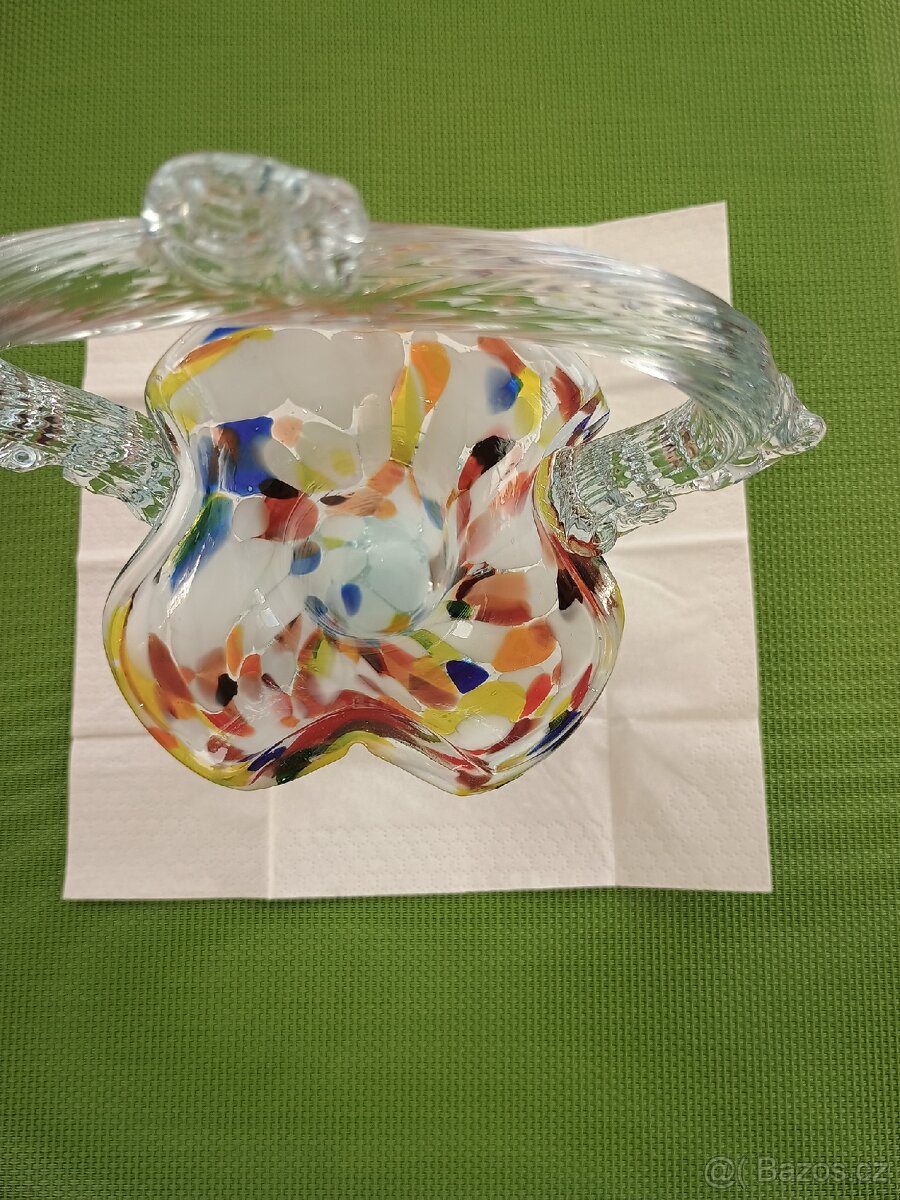 Stará váza skleněný košík - 4