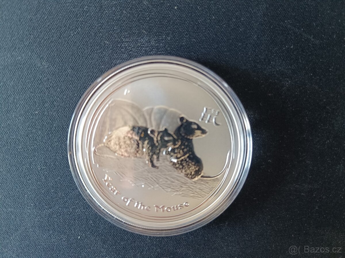 Sada 12 mincí Lunární série II. 1 Oz. Čisté stříbro. - 4