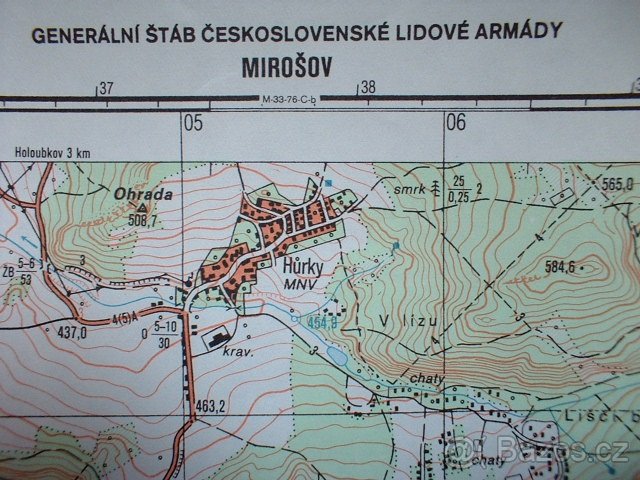 Vojenská profesionální tajná mapa Mirošov Brdy Jince ČSLA - 4
