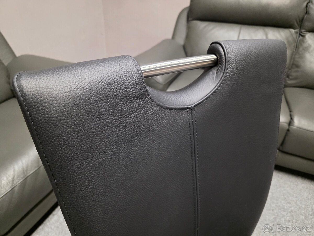 Nová 6x kožená židle značková NIEHOFF černá - 4