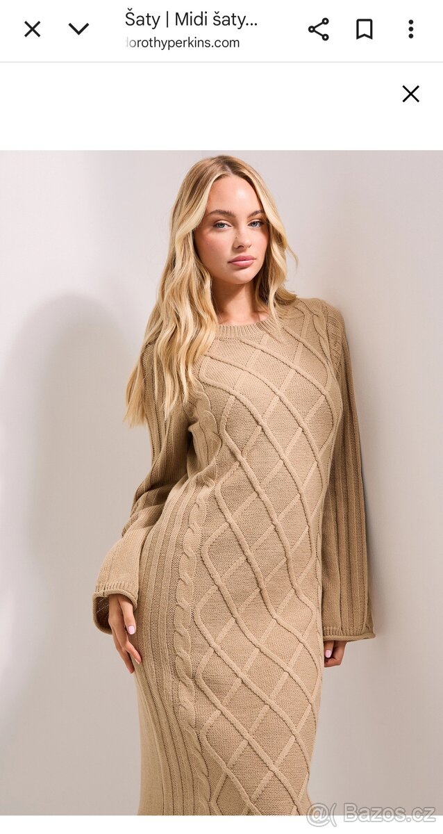 Dorothy Perkins dámské úpletové midi šaty vel. M nové - 4