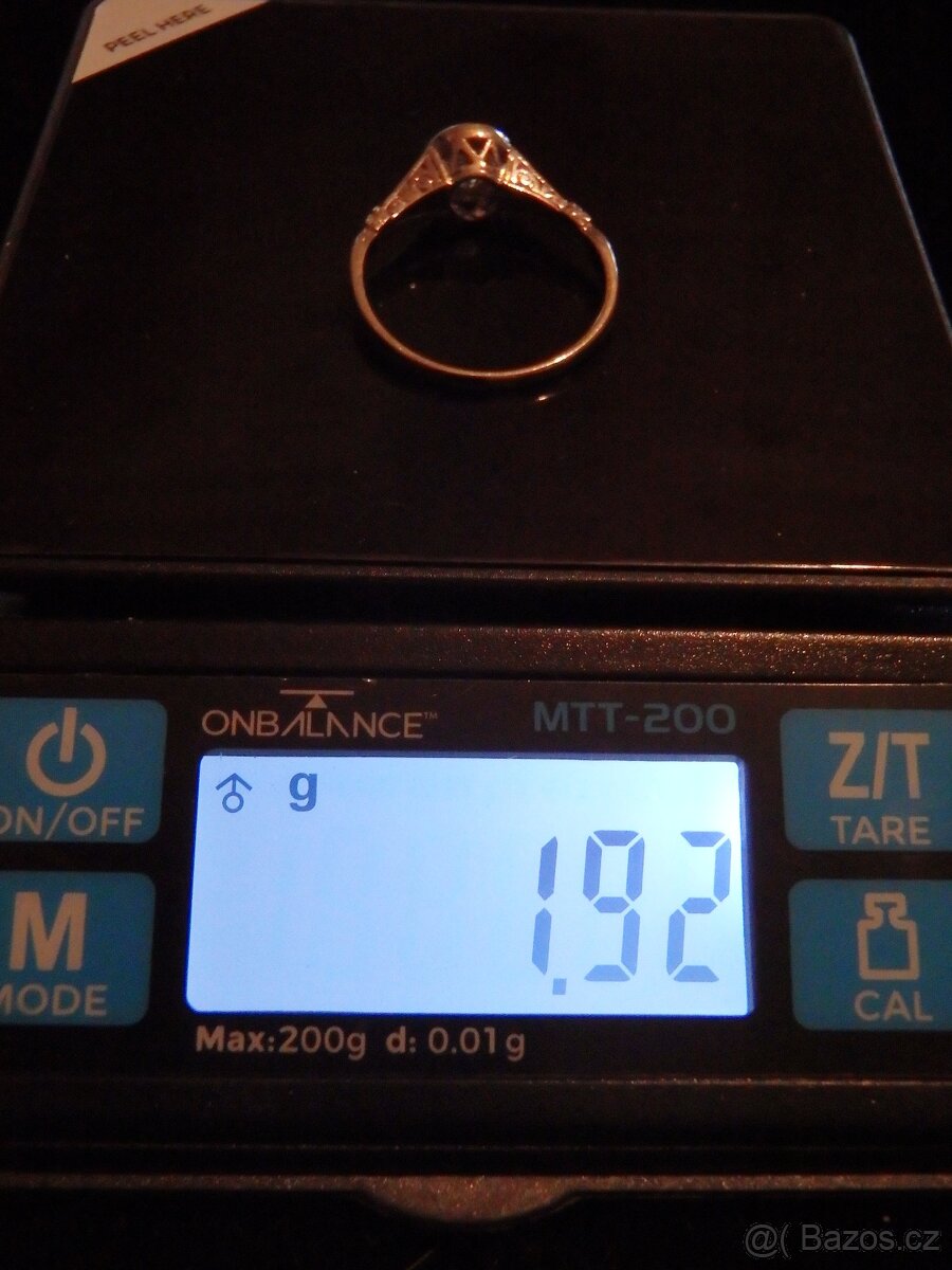 Prodám prvorepublikový zlatý prsten s diamantem. - 4