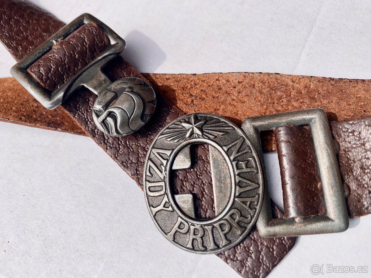 Opasek, pásek pionýrský kožený ve skvělém stavu. - 4