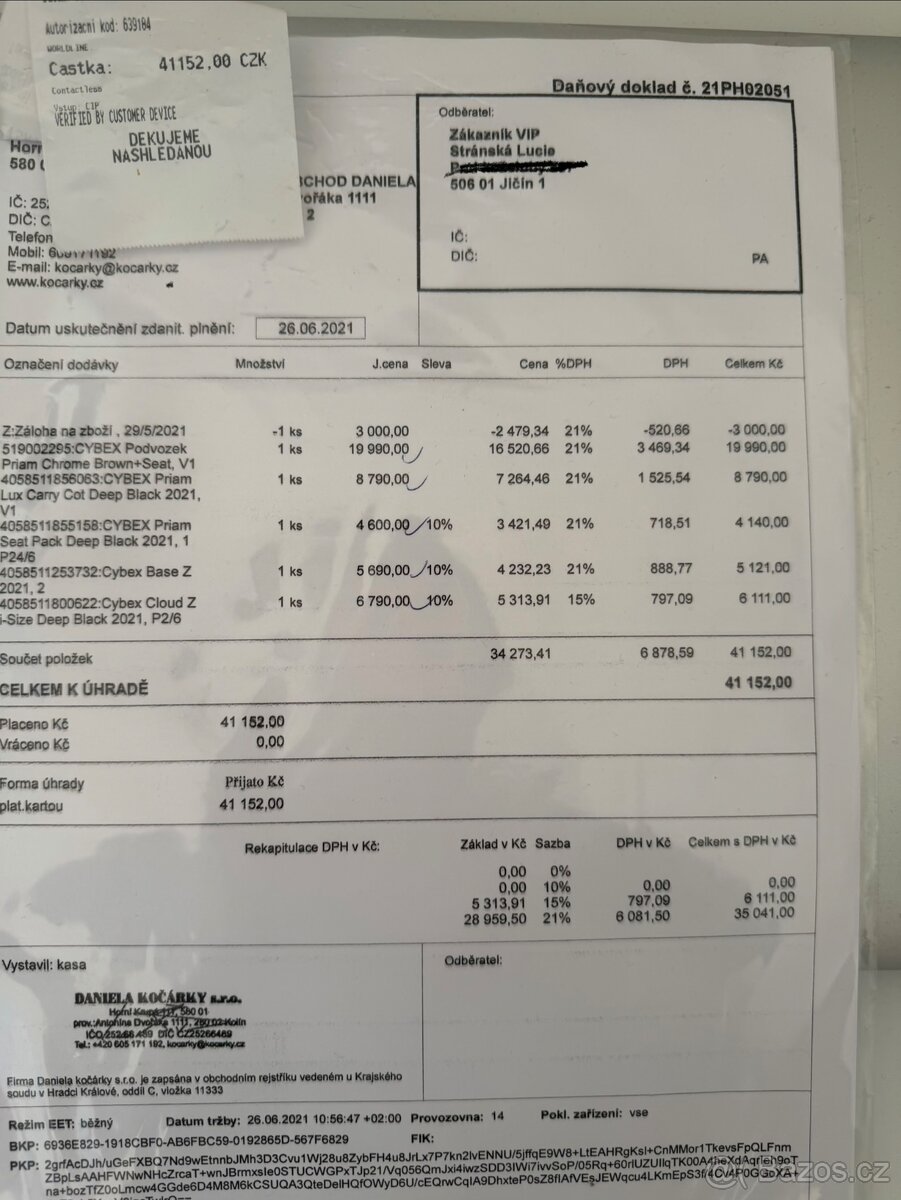 Prodám kočárek Cybex Priam – podvozek + korba + sporťák - 4